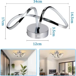 NETTLIFE Plafonnier LED chambre lampe de chambre moderne design chromé 12W intérieur 3000K blanc chaud