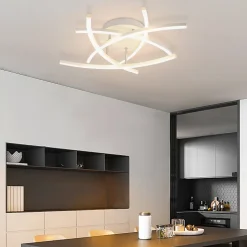 NETTLIFE Plafonnier LED Chambre Dimmable 32w Moderne Blanc Métal Avec Télécommande