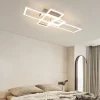 NETTLIFE Plafonnier LED Chambre Argent Dimmable 64CM 36W Géométrique Salon avec Télécommande