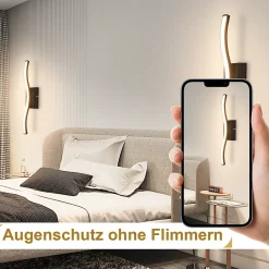 NETTLIFE Plafonnier LED chambre lampe de chambre moderne noir 6W design vague 3000K blanc chaud