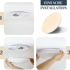 NETTLIFE Plafonnier LED ciel étoilé blanc chambre plafonnier 12W éclairage de plafond rond