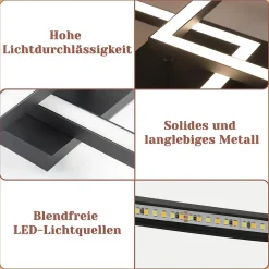 NETTLIFE Plafonnier LED Carré Noir 24 W 4 000 K Blanc Neutre Lampe De Cuisine Moderne