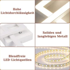 NETTLIFE Plafonnier LED Carré 24 W 4 000 K Blanc Neutre Lampe De Cuisine Moderne