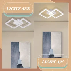 NETTLIFE Plafonnier LED Carré 24 W 4 000 K Blanc Neutre Lampe De Cuisine Moderne