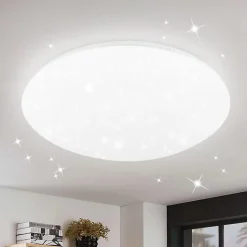 NETTLIFE Plafonnier LED chambre 30cm 6000K ciel étoilé rond 18W IP44 lampe de salle de bain pour salon chambre d'enfant cuisine