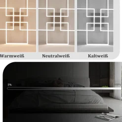 NETTLIFE Plafonnier LED Chambre Argent Dimmable 64CM 36W Géométrique Salon avec Télécommande