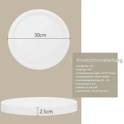 NETTLIFE Plafonnier LED Dimmable - 30x30 cm Lampe ronde plate IP44 Plafonnier étanche 20 W avec télécommande pour Salle de bain