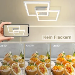 NETTLIFE Plafonnier LED de chambre à coucher, RVB, à changement de couleur, 35W, dimmable, avec télécommande