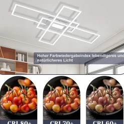 NETTLIFE Plafonnier LED Dimmable 50W Blanc avec Télécommande Design Moderne Salon Chambre Géométrique pour Cuisine Couloir
