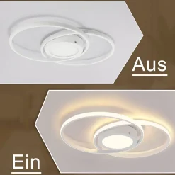 NETTLIFE Plafonnier LED Dimmable avec Télécommande 48W de Salon Blanc Design Chambre Lampe de Moderne pour Cuisine Bureau