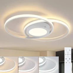 NETTLIFE Plafonnier LED Dimmable avec Télécommande 48W de Salon Blanc Design Chambre Lampe de Moderne pour Cuisine Bureau