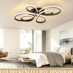 NETTLIFE Plafonnier LED Dimmable Grand 100cm Salon 90W Moderne Noir avec Télécommande