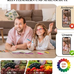 NETTLIFE Plafonnier LED Dimmable Grand 100cm Salon 90W Moderne Noir avec Télécommande