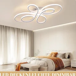 NETTLIFE Plafonnier LED Dimmable Grand 100cm 90W Moderne Blanc avec Télécommande Design