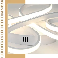 NETTLIFE Plafonnier LED Dimmable Grand 100cm 90W Moderne Blanc avec Télécommande Design