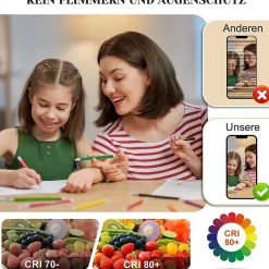 NETTLIFE Plafonnier LED Dimmable Grand 100cm 90W Moderne Blanc avec Télécommande Design