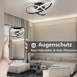 NETTLIFE Plafonnier LED Dimmable 33 W Lampe Noir avec Télécommande Lampe de Moderne 40 cm pour Salon Cuisine Couloir Studio