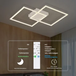 NETTLIFE Plafonnier LED Dimmable Salon Design Moderne avec Télécommande 52W Lampe de Cuisine Chambre pour Salle à Manger Cuisine