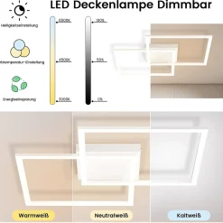 NETTLIFE Plafonnier LED Dimmable Salon Design Moderne avec Télécommande 52W Lampe de Cuisine Chambre pour Salle à Manger Cuisine