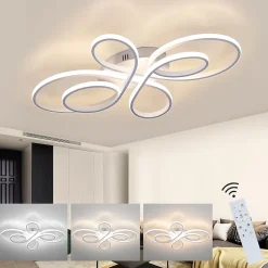 NETTLIFE Plafonnier LED Dimmable 80 cm Blanc 78 W Salon Design Moderne avec Télécommande Idéal pour Salle à Manger Bureau Cuisine