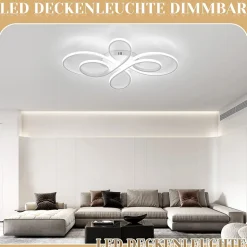 NETTLIFE Plafonnier LED Dimmable 80 cm Blanc 78 W Salon Design Moderne avec Télécommande Idéal pour Salle à Manger Bureau Cuisine