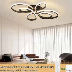 NETTLIFE Plafonnier LED Dimmable 80 cm Blanc 78 W Salon Design Moderne avec Télécommande Idéal pour Salle à Manger Bureau Cuisine