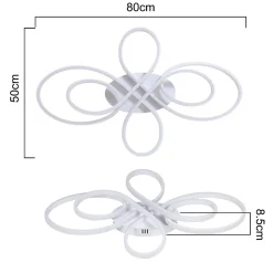 NETTLIFE Plafonnier LED Dimmable 80 cm Blanc 78 W Salon Design Moderne avec Télécommande Idéal pour Salle à Manger Bureau Cuisine