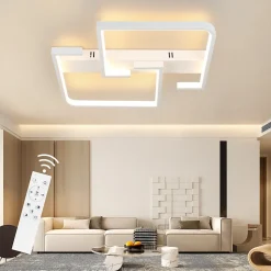 NETTLIFE Plafonnier LED Dimmable avec Télécommande 45 W 60 cm Lampe en Métal Lampe Design Moderne pour Salle à Manger Cuisine