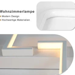 NETTLIFE Plafonnier LED Dimmable avec Télécommande 45 W 60 cm Lampe en Métal Lampe Design Moderne pour Salle à Manger Cuisine