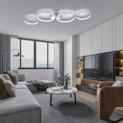 NETTLIFE Plafonnier LED Dimmable 55W Anneau Rond Blanc Moderne avec Télécommande 88cm pour Chambre Salon Bureau Cuisine