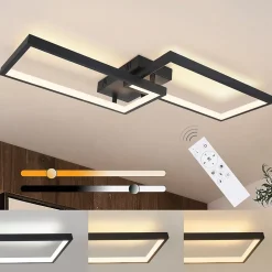 NETTLIFE Plafonnier LED dimmable avec télécommande 40W métal design moderne lampe de lampe de cuisine pour salle à manger bureau