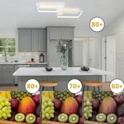 NETTLIFE Plafonnier LED Dimmable avec Télécommande 40W Métal Blanc Lampe de Cuisine Design Moderne pour Salle à Manger Salon