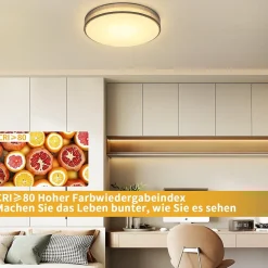 NETTLIFE Plafonnier LED Gris 38W Rond Moderne Dimmable avec Télécommande Lampe de avec Abat-Jour en Tissu Lampe de Couloir pour