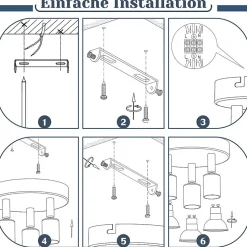 NETTLIFE Plafonnier LED GU10 -2 Spots de Plafond Ronde Moderne Spots de Plafond pour Chambre Salon - sans Ampoule Noir