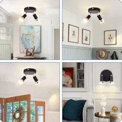 NETTLIFE Plafonnier LED GU10 -2 Spots de Plafond Ronde Moderne Spots de Plafond pour Chambre Salon - sans Ampoule Noir