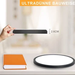 NETTLIFE Plafonnier LED IP44 Salle de Bain 22cm Noir, Lampe de Plafond Ultra Mince 18W 3000K Blanc Chaud, Design Losange