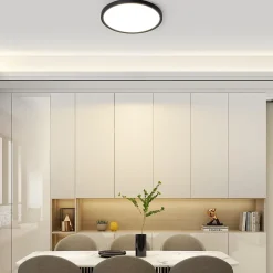 NETTLIFE Plafonnier LED IP44 Salle de Bain 22cm Noir, Lampe de Plafond Ultra Mince 18W 3000K Blanc Chaud, Design Losange