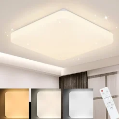 NETTLIFE Plafonnier LED Lampe de Ciel Étoilé avec Télécommande 37 W Lampe de d'Enfant Lampe Carrée 28 cm pour Salon Couloir