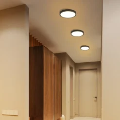 NETTLIFE Plafonnier LED Lampe Plate Noir 15W Lampe Ronde Lampe de Salle de Bain IP44 Lampe Blanc Chaud Diamètre 18cm