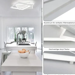 NETTLIFE Plafonnier LED Lampe à Intensité Variable 50W Design Moderne avec Télécommande en Métal pour Salle à Manger Cuisine