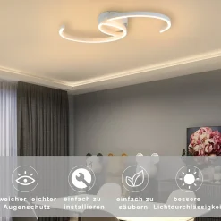 NETTLIFE Plafonnier LED Lampe de Salon 60cm 3000K Blanc Chaud Lampe Design Lampe de Cuisine Lampe Décorative pour Balcon Bureau