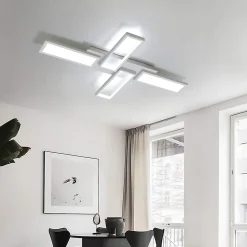 NETTLIFE Plafonnier LED lampe de salon blanc dimmable 58W 82.7CM carré design moderne avec télécommande