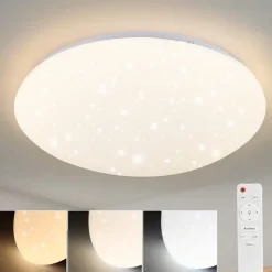 NETTLIFE Plafonnier LED Lampe de à Coucher Ciel Étoilé Intensité Variable avec Télécommande 37 W Lampe de d'Enfant 28 cm pour