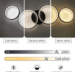 NETTLIFE Plafonnier LED moderne à intensité variable, noir, 88cm, 55 W, avec télécommande, Dimmable 4 Lampes , Design Moderne