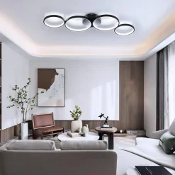 NETTLIFE Plafonnier LED moderne à intensité variable, noir, 88cm, 55 W, avec télécommande, Dimmable 4 Lampes , Design Moderne