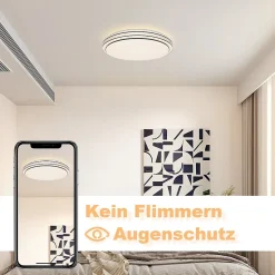 NETTLIFE Plafonnier LED Moderne Rond 27cm Ciel Étoilé Intensité Variable avec Télécommande Lampe de 23W pour Cuisine Couloir