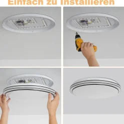 NETTLIFE Plafonnier LED Moderne Rond 27cm Ciel Étoilé Intensité Variable avec Télécommande Lampe de 23W pour Cuisine Couloir