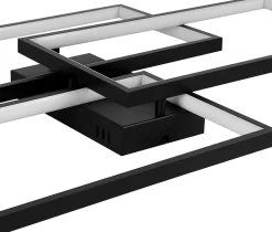 NETTLIFE Plafonnier LED Métal Noir 72W 80CM Salon Lampe de Salon Moderne Dimmable avec Télécommande Design Rectangulaire pours