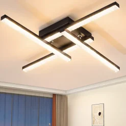 NETTLIFE Plafonnier LED Moderne Design 24W Noir 3000K blanc chaud