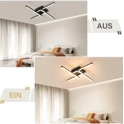 NETTLIFE Plafonnier LED Moderne Design 24W Noir 3000K blanc chaud